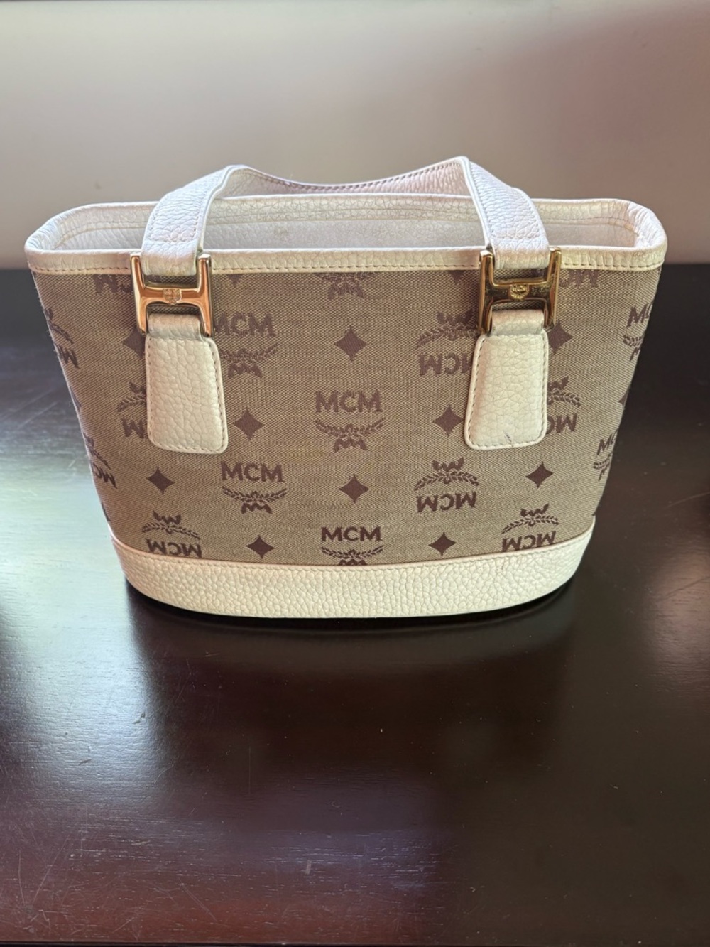 MCM Jacquard Mini Shoulder Tote Bag with gold hardware - Picture 3 of 15
